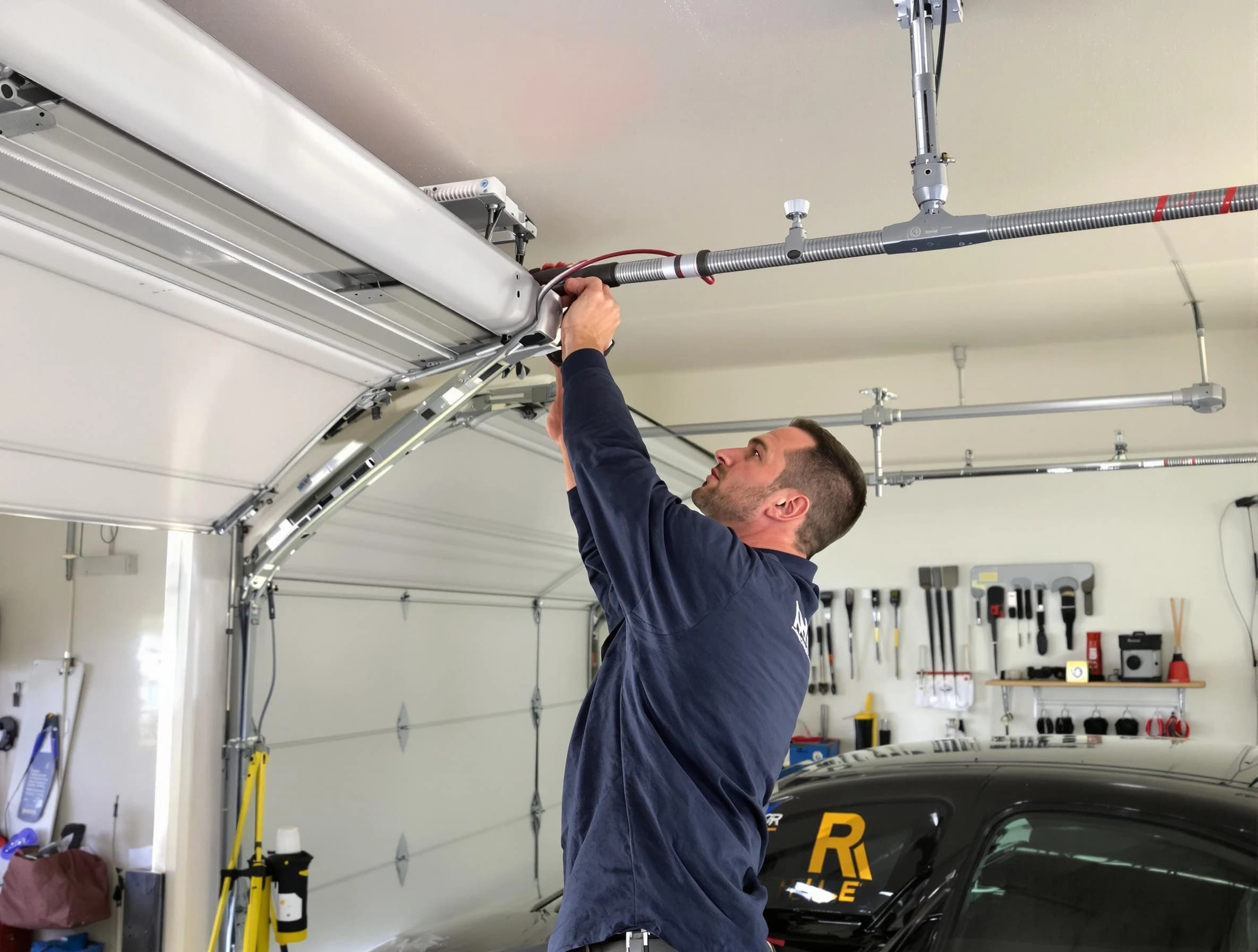Everett Garage Door Repair technician performing garage door cable repair in Everett