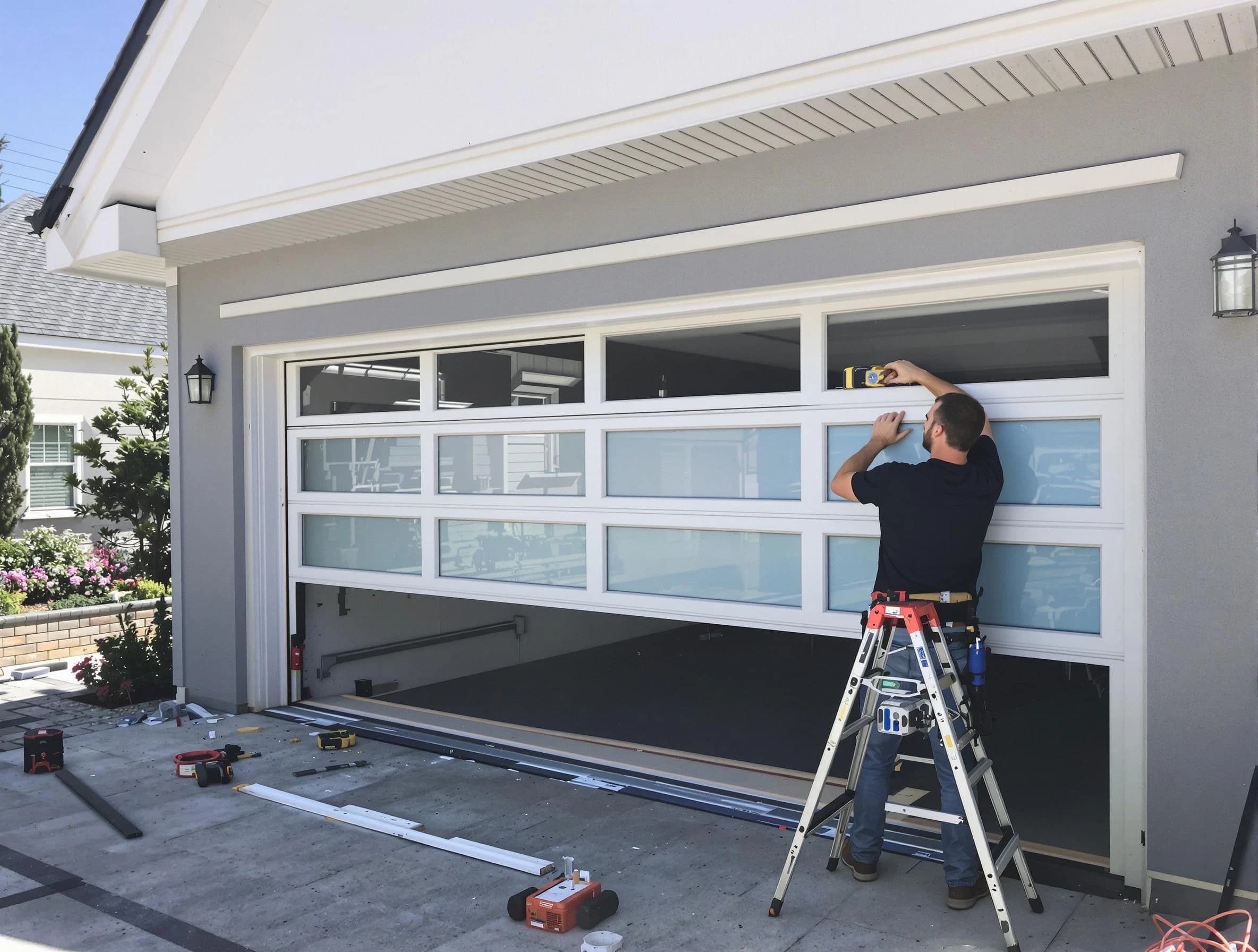 Everett Garage Door Repair team performing garage door replacement in Everett