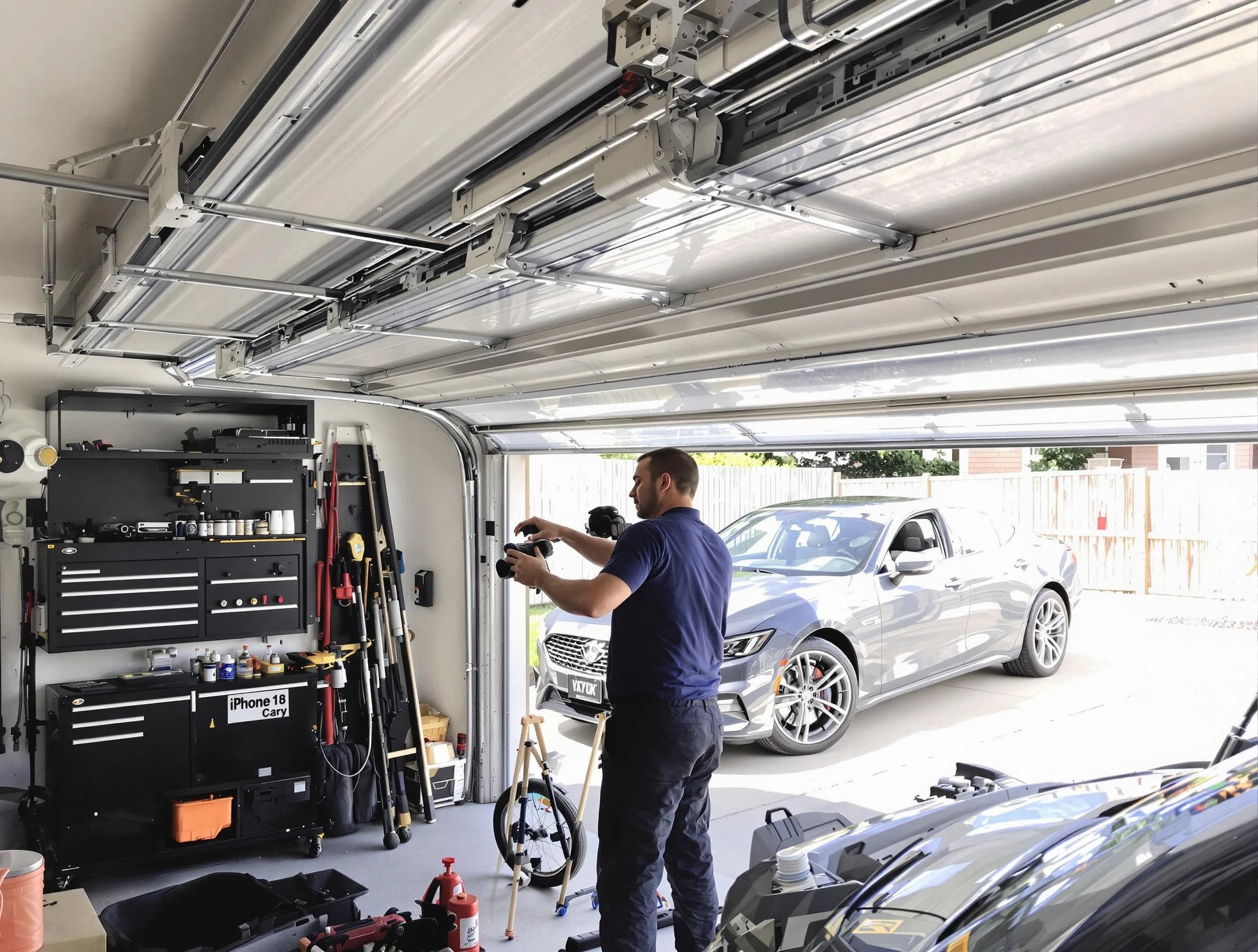 Everett Garage Door Repair technician fixing noisy garage door in Everett