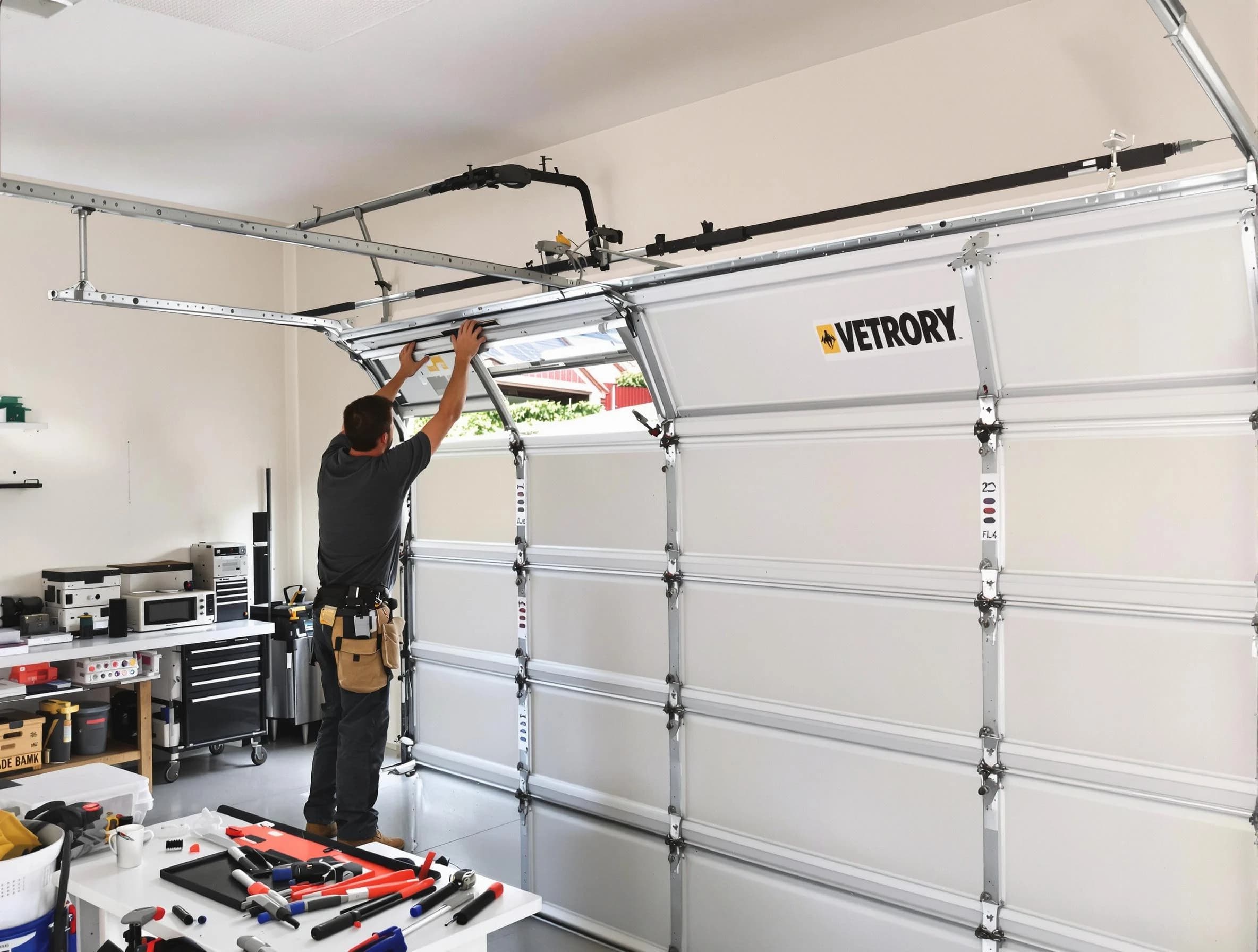 Everett Garage Door Repair technician performing section replacement in Everett