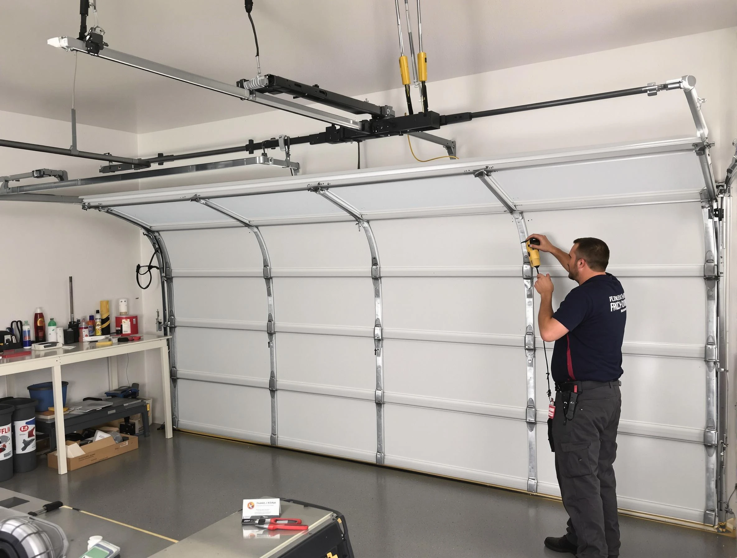 Everett Garage Door Repair certified technician performing overhead door system repair in Everett